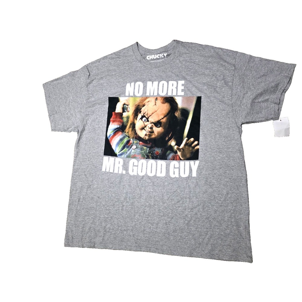 Child's Play  CHUCKY No More Mr Good Guy Mens Gray ‎ T Shirt  Size 2XL 002